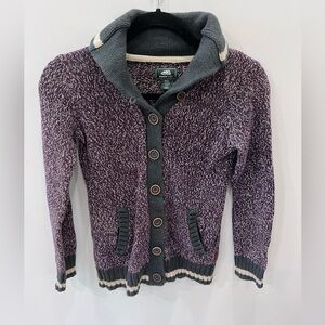 Roots Purple and Gray Cabin Button Up Cardigan